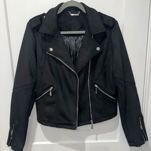 Jou Jou Women's Black suede Moto Jacket